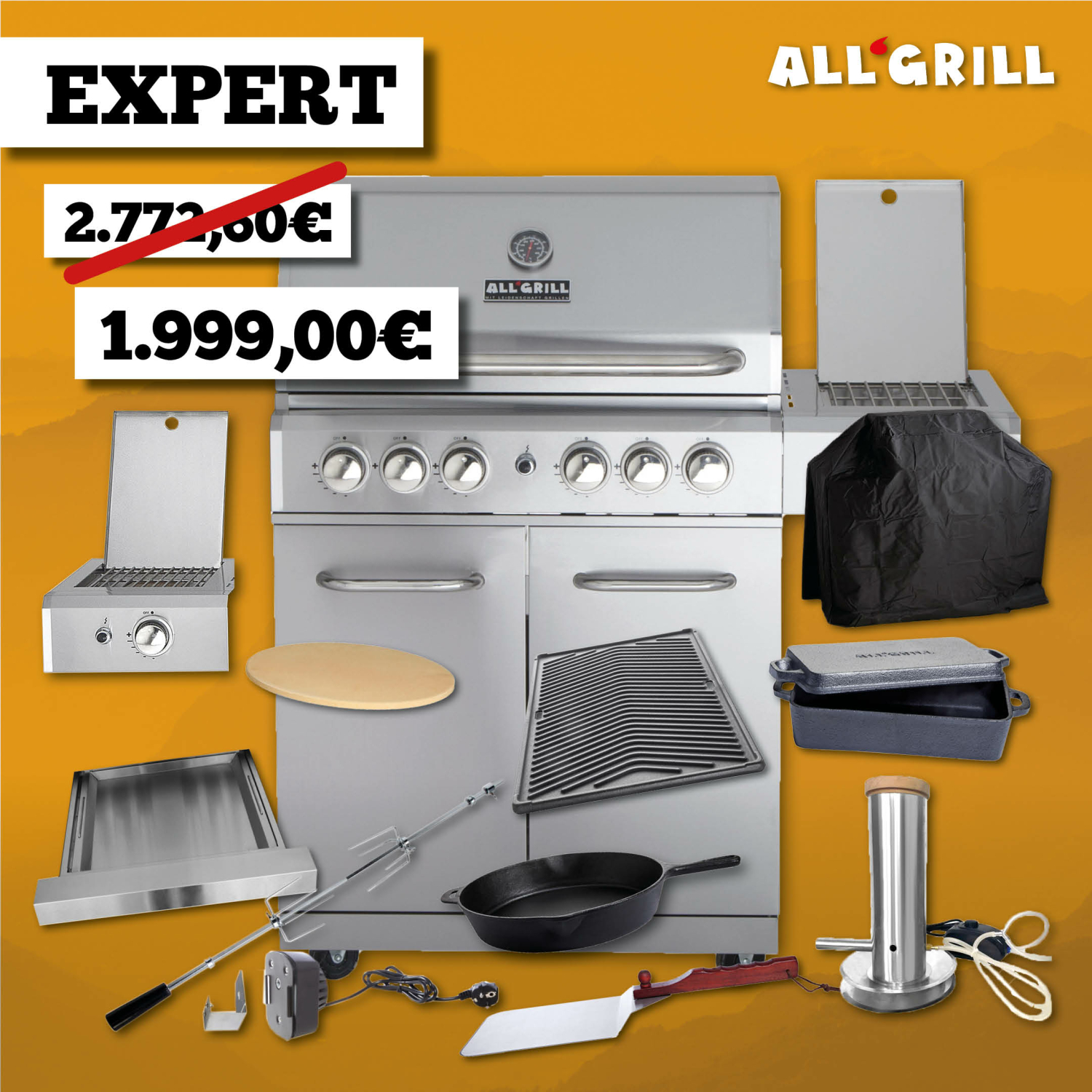 ALLGRILL Gasgrill ALLROUNDER L - 35 Jahre Aktion inkl. EXPERT Zubehörset (100304_35J)
