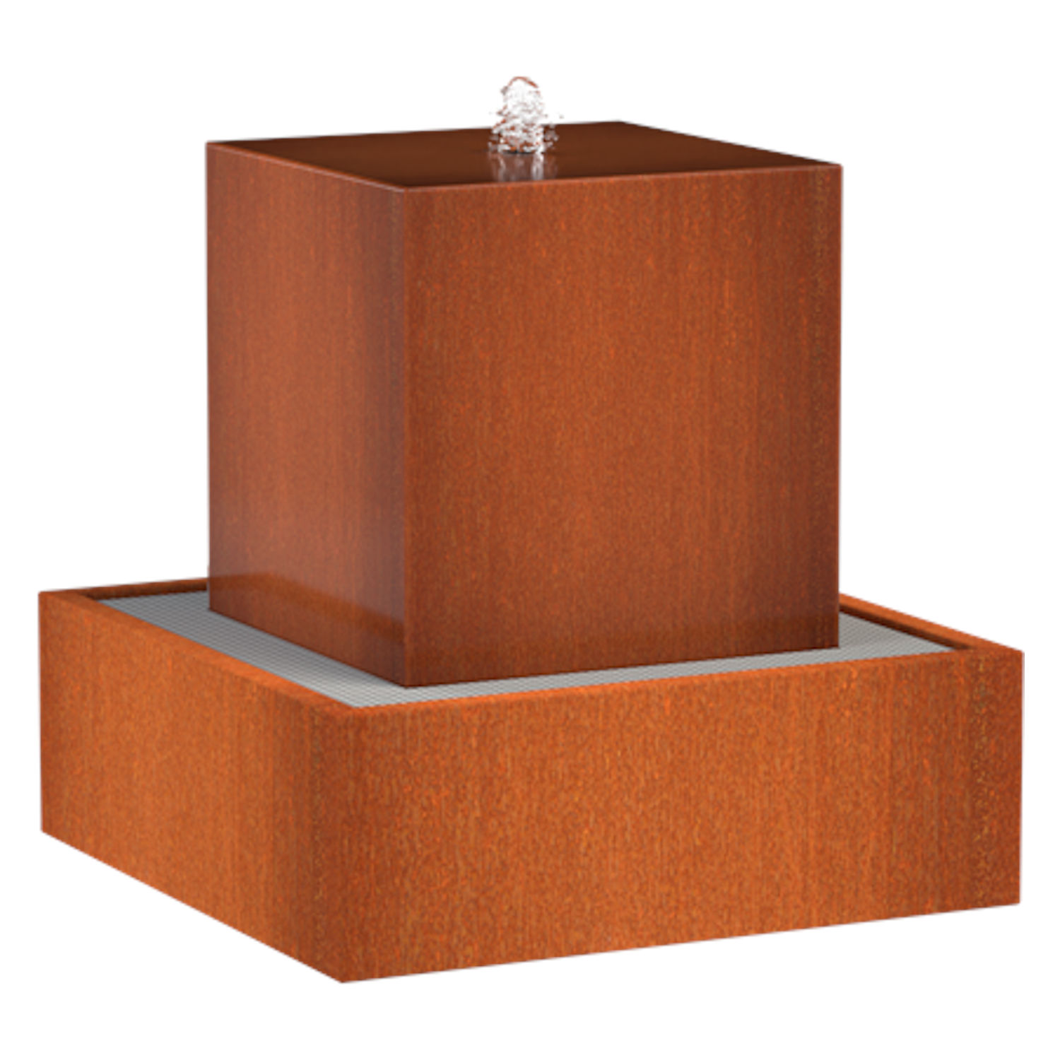Adezz Wasserblock Corten-Stahl 70x70x70 cm Rost Wasserspiel mit Pumpe und LED