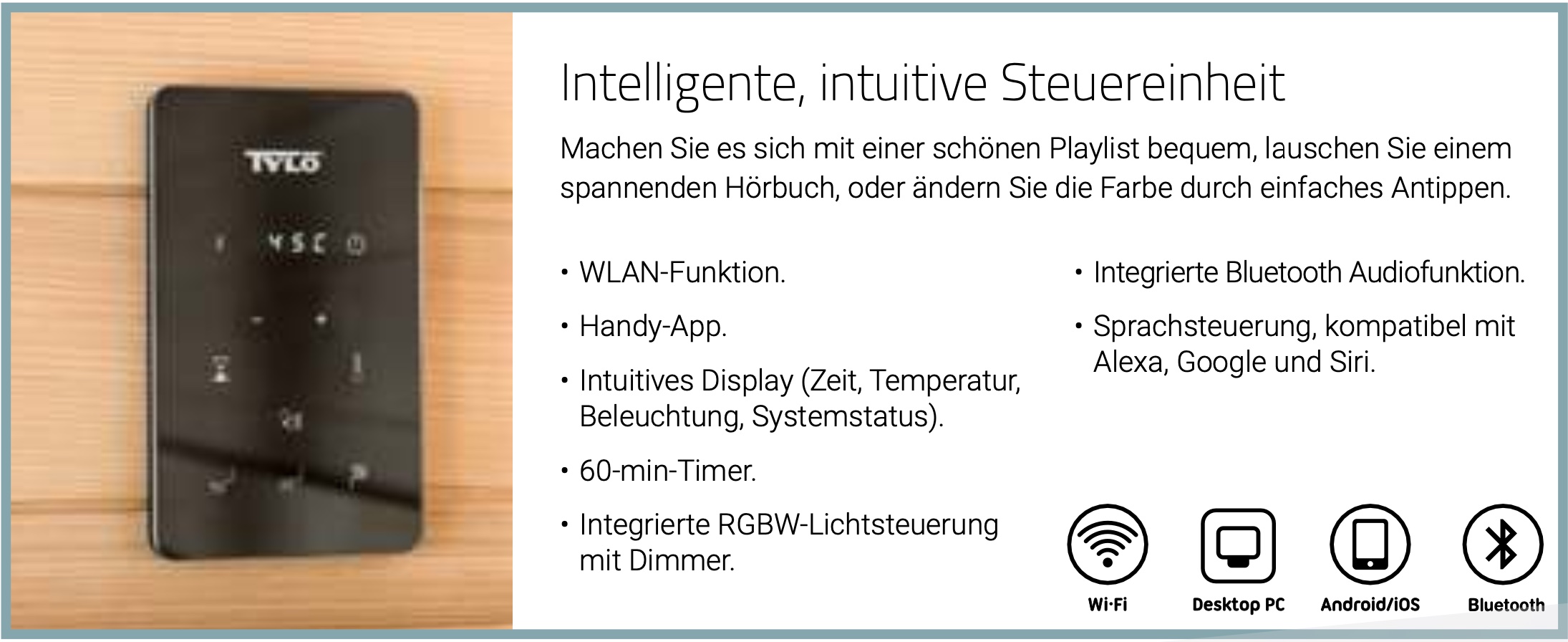 Tylö Infrarotkabine Tylösand T820H Schwarz IR-Wärmekabine mit WLAN Steuerung
