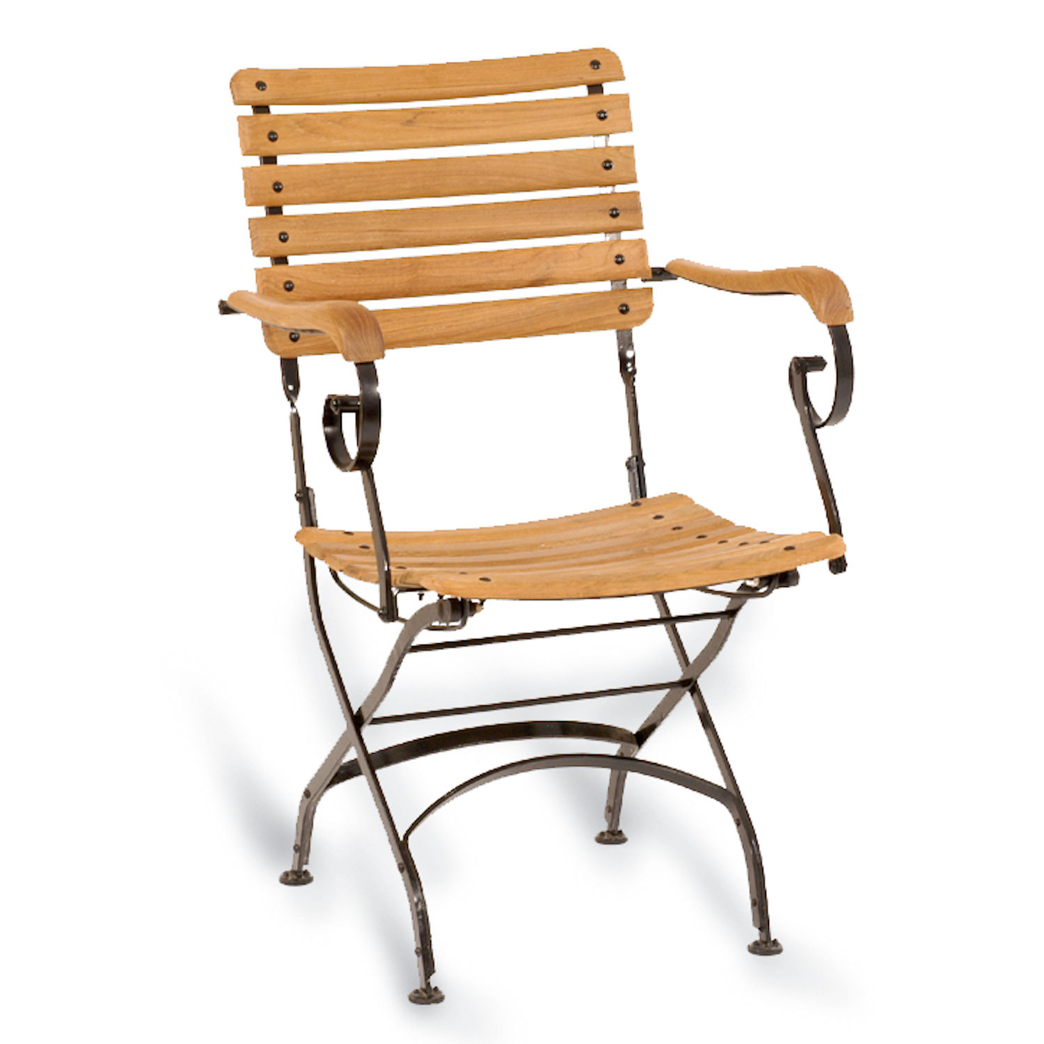 Sonnenpartner 3-teilige Sitzgruppe Oxford Ø 90 cm Teakholz und Eisen schwarz Gartentisch klappbar