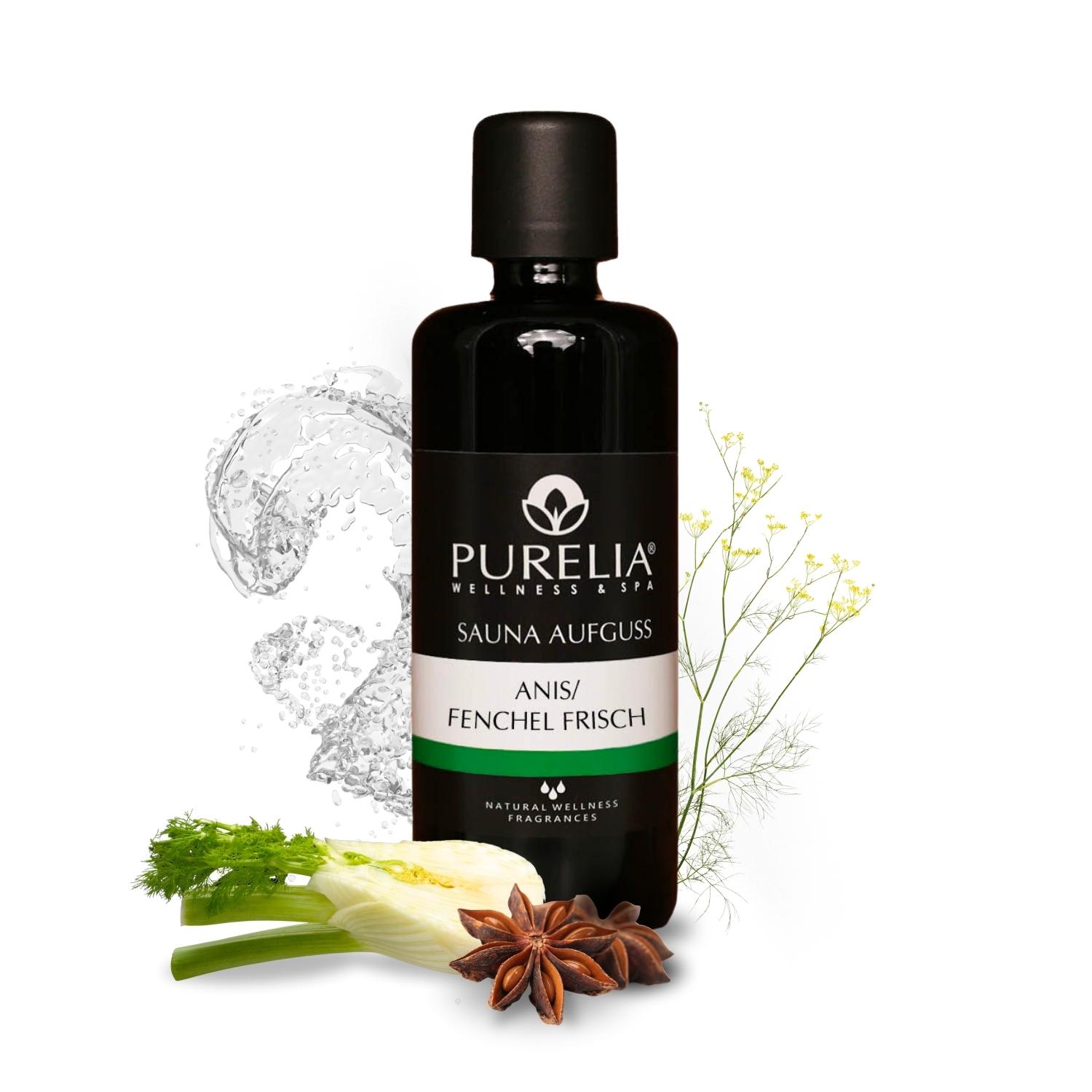 PURELIA Saunaaufguss Konzentrat Anis-Fenchel (frisch) 100 ml natürlicher Sauna-aufguss - reine ätherische Öle