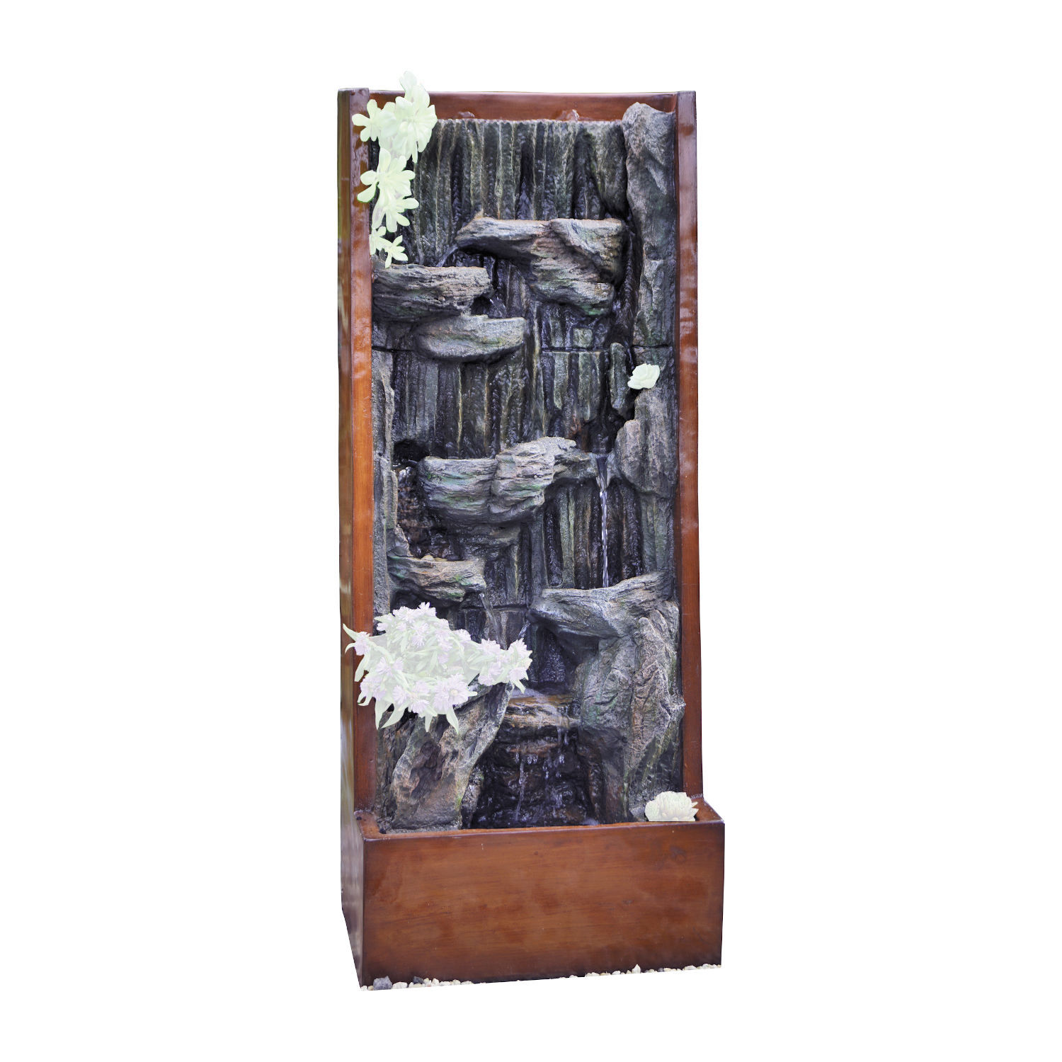 Granimex Amazonas Polystone Wasserwand mit Pumpe Pflanzzonen LED-Beleuchtung Wasserspiel 130x53x36 cm