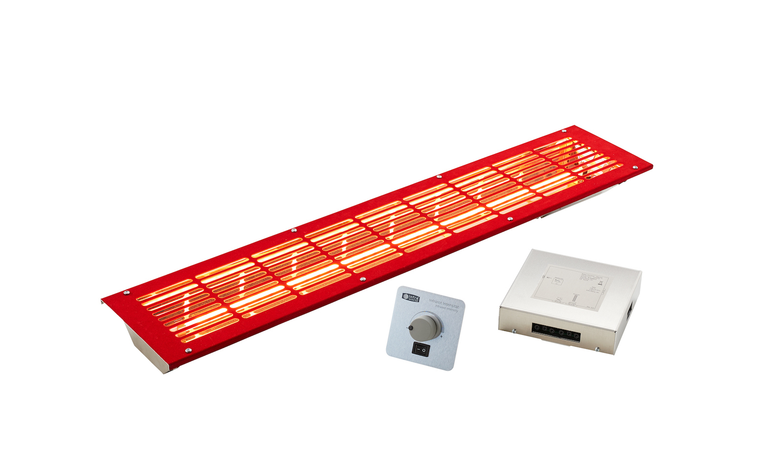 Infraworld VITALlight-IPX4 Infrarotstrahler-Set 500W gerade rot mit Steuerung silber