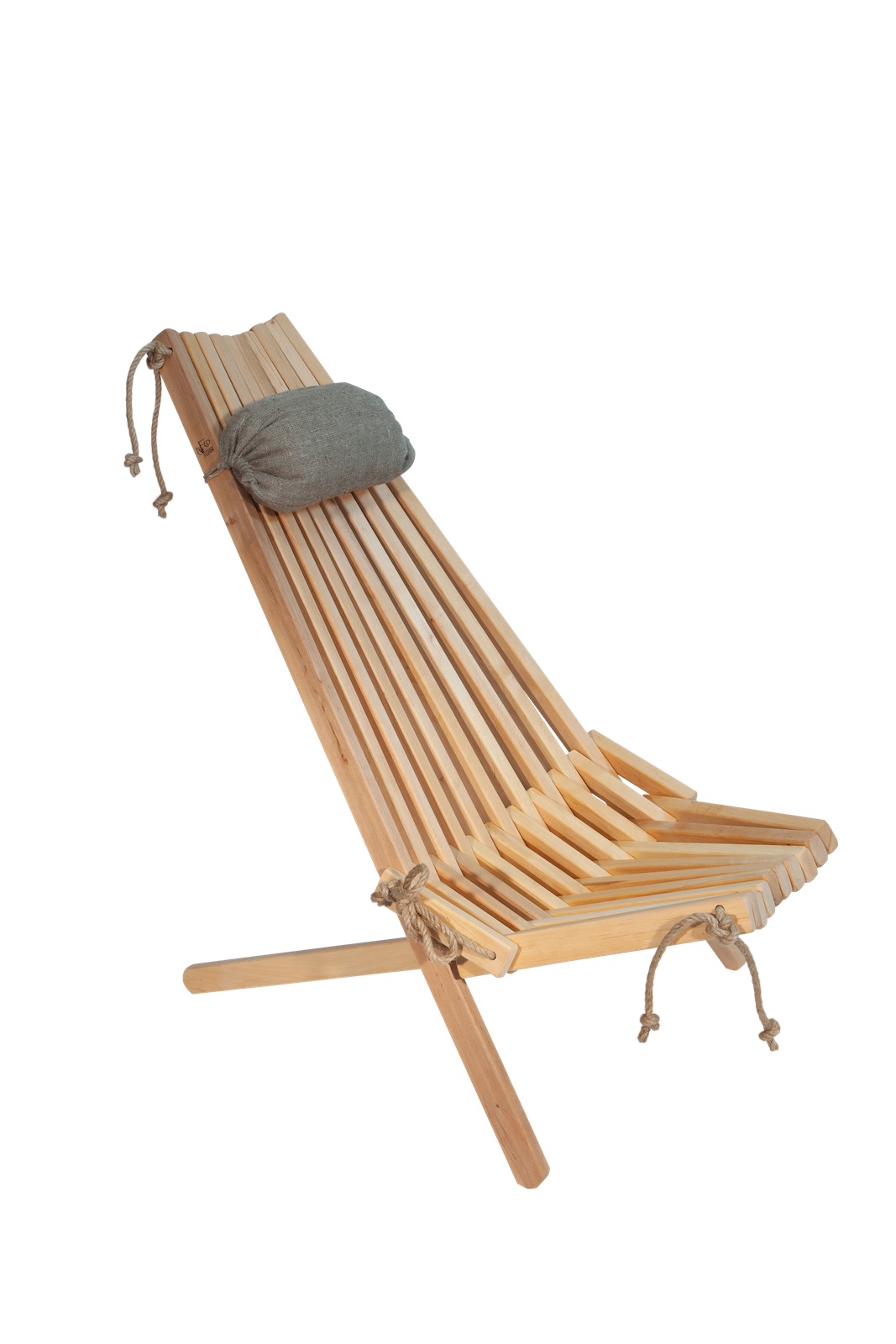EcoFurn EcoChair Skandinavischer Gartenstuhl Holz Erle Natur mit Nackenkissen
