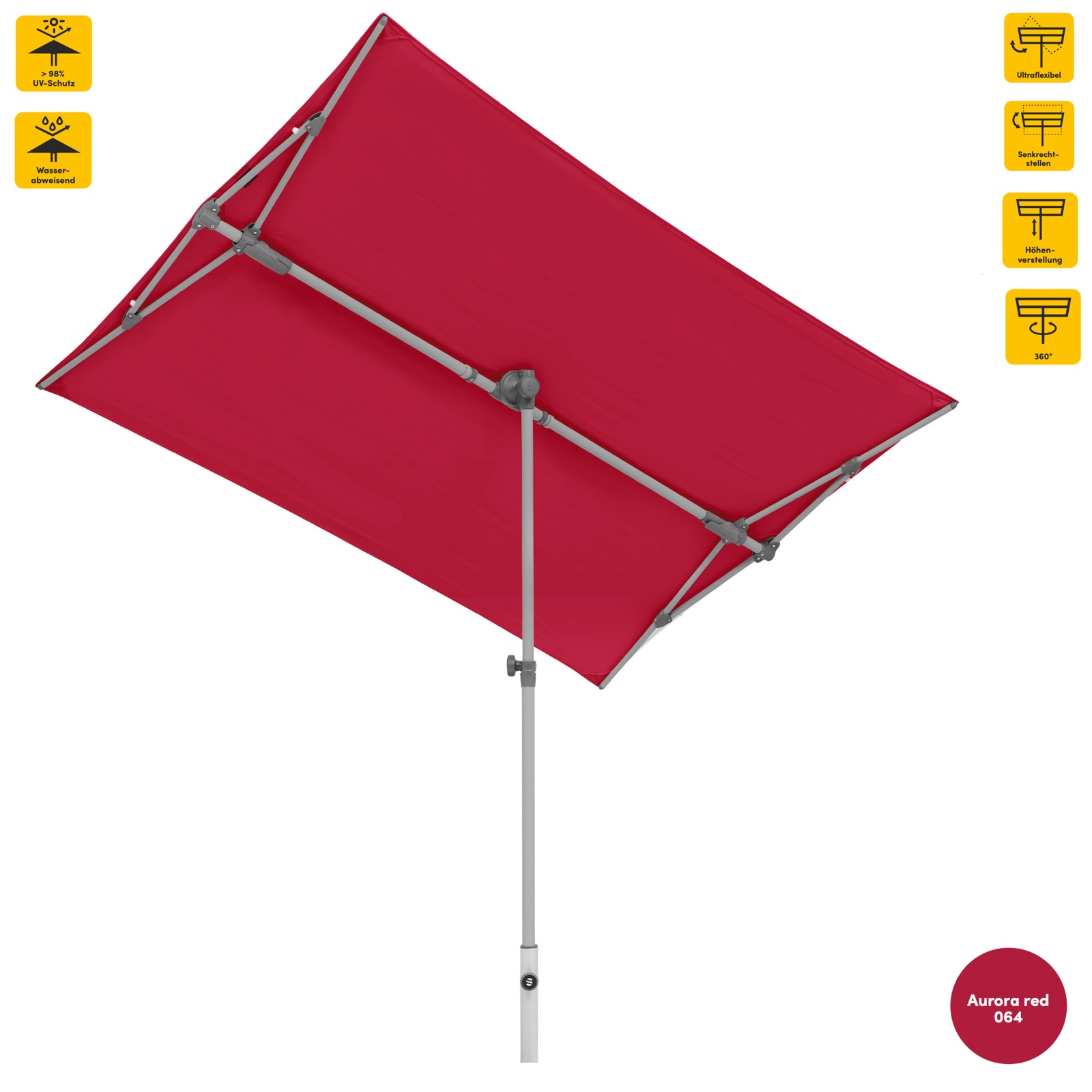 Sonnenschirm SUNCOMFORT® by Glatz Flex Roof rechteckig 195 x 140 cm Aurora Red 064