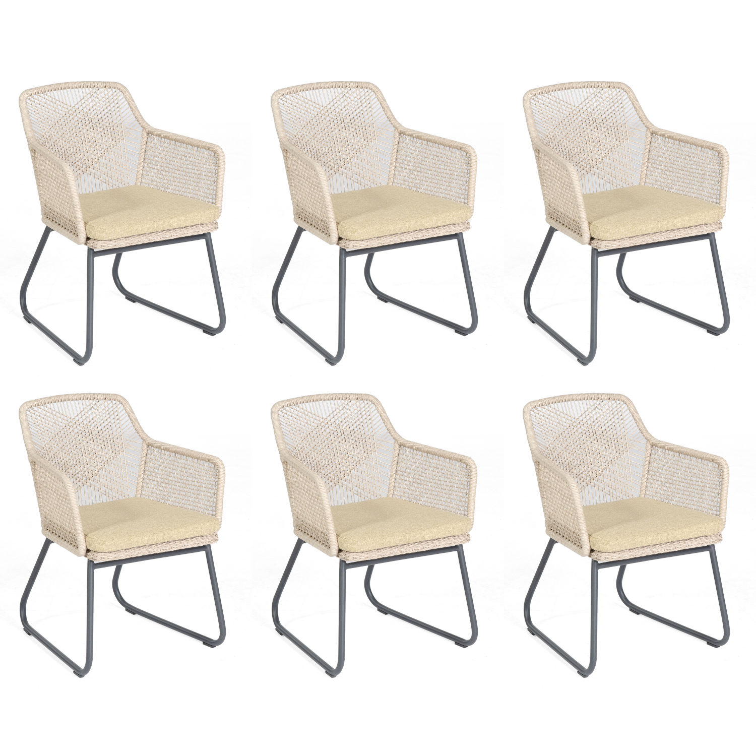 Sonnenpartner Couture 4er Set Gartensessel Gartenstuhl white-shell Alu/Polyrattan