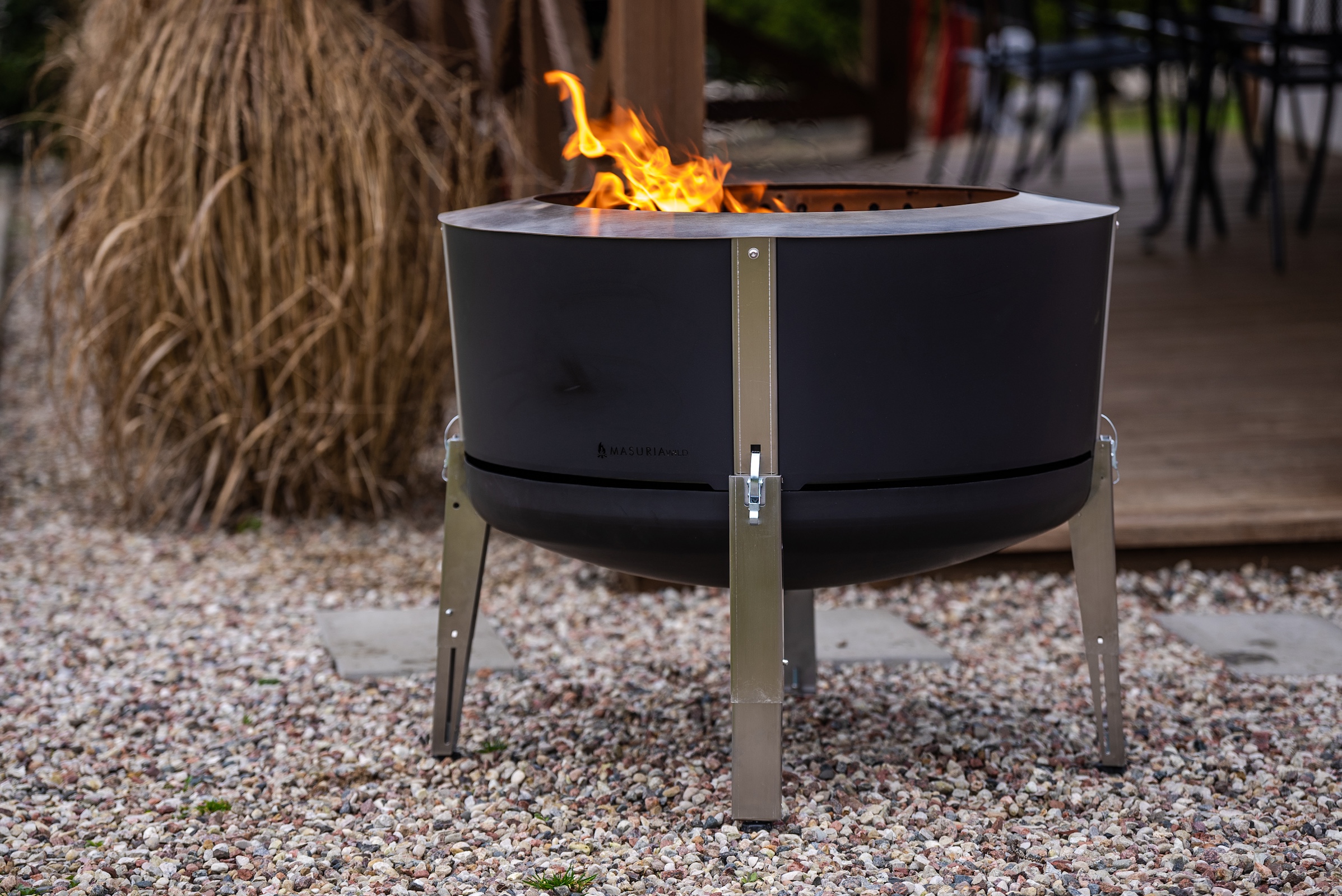 Masuria Wild Alpha 600 Black Rauchfreie Feuerstelle Grillstelle aus Edelstahl