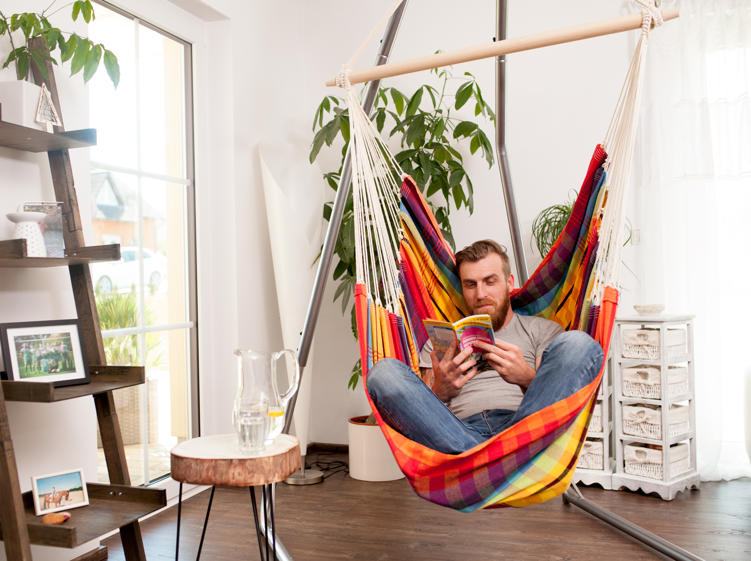 AMAZONAS XL Hängesessel Brasil Rainbow mit Spreizstab Sitzfläche ca. 160 x 130 cm