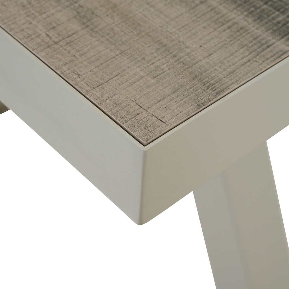 Lindos Ausziehtisch 160/200 matt seidengrau Alu,Keramik,Teak FSC 100%