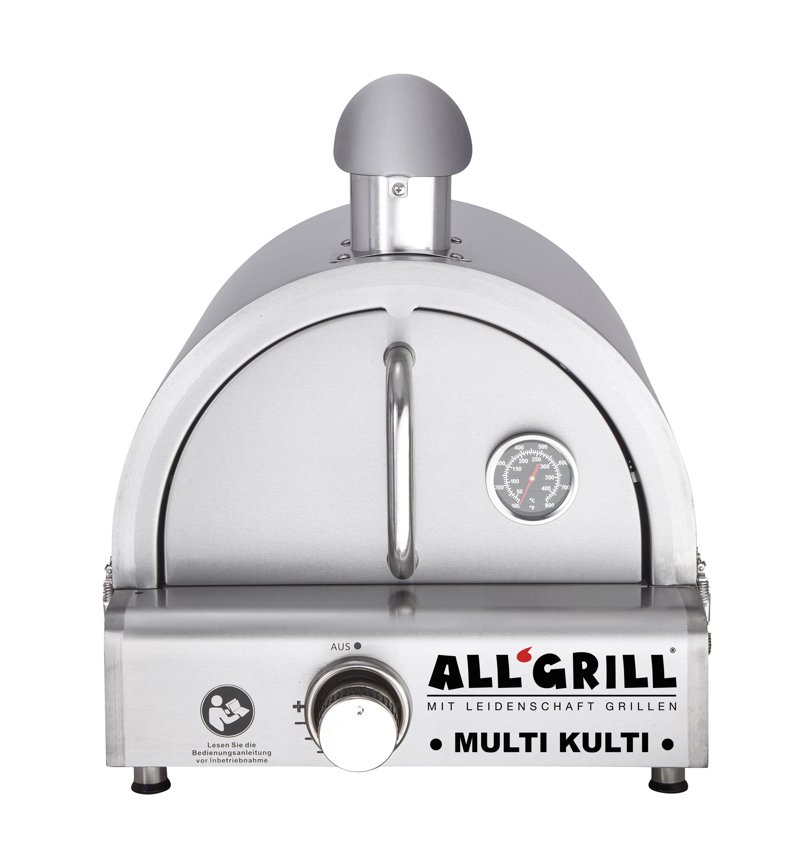 Allgrill MULTI-KULTI Set 2 zündgesichert - Gasgrill + Edelstahlpizzahaube mit Kamin