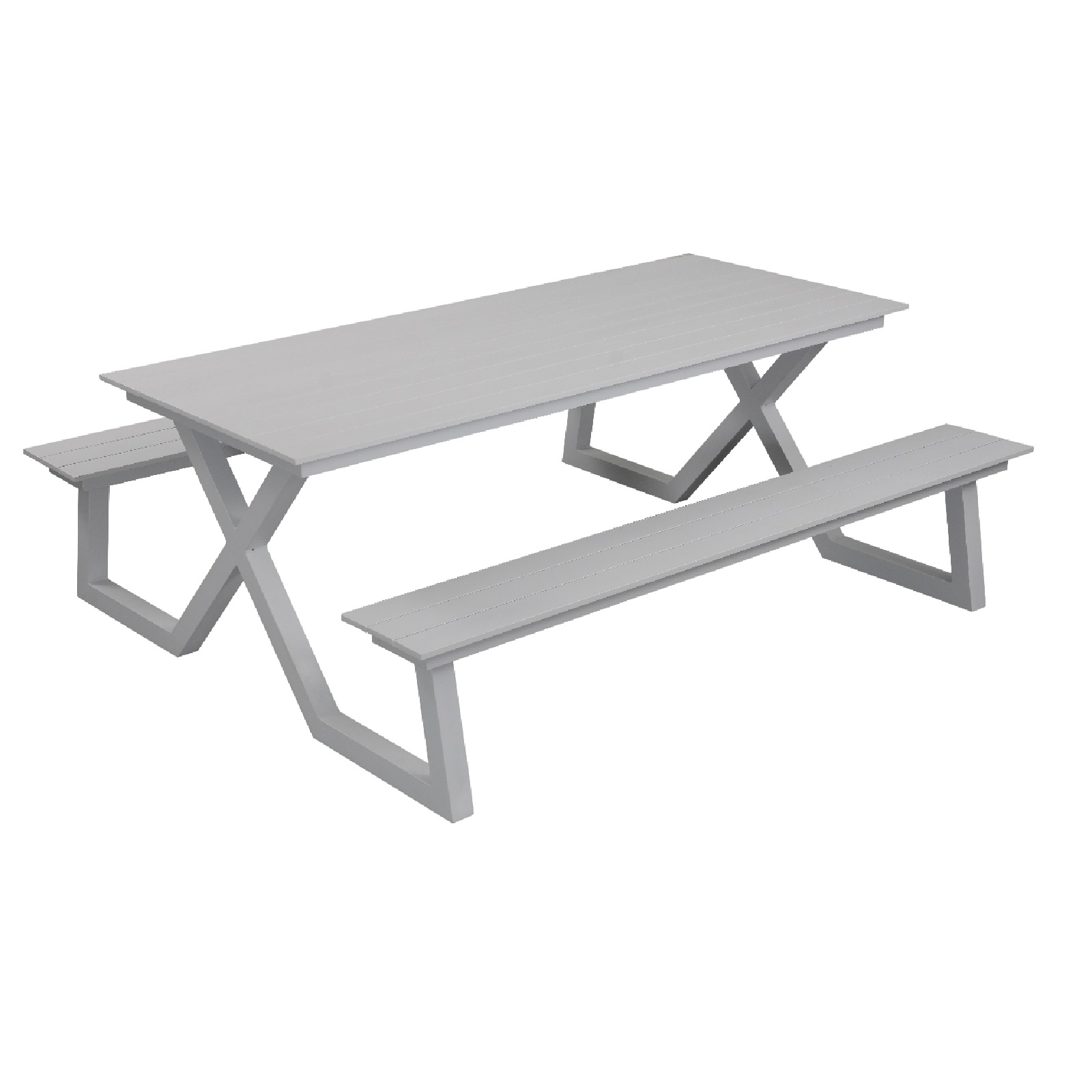 Inko Cebu Sitzgruppe Tisch mit 2 Bänken Alu Picknickbank 200x174x75 cm 2 Farben zur Wahl