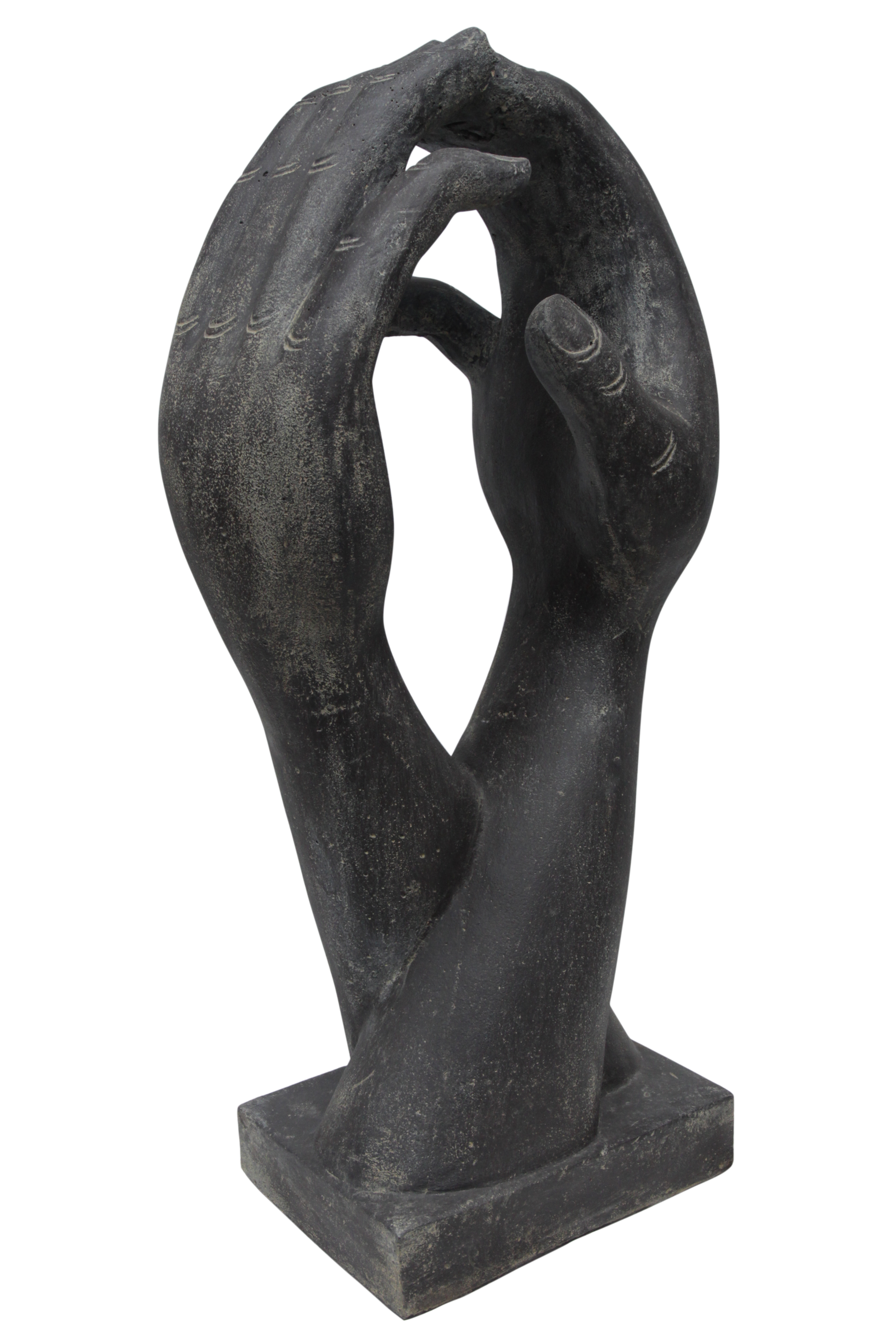 Asiastyle 2 Hände auf Sockel stehend abstrakte Skulptur Kunstfigur 100 cm Steinguss antikfinish