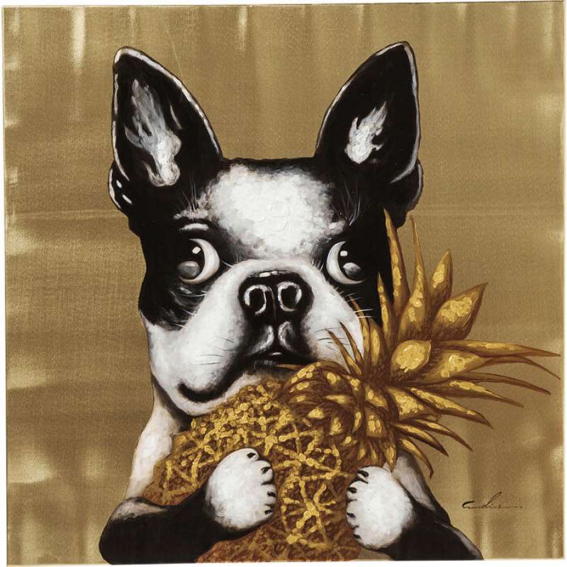 KARE Design Bild Touched Dog with Pineapple 80x80cm 60442