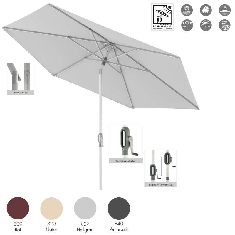 Doppler ACT 305 AUTO-TILT Sonnenschirm ø 305 cm rund Mittelmastschirm Kurbelschirm 4 Farbvarianten