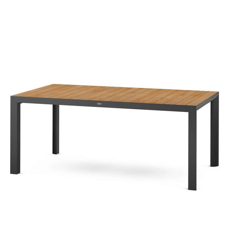 Silva Dining Tisch 180x90cm matt anthrazit Gestell Aluminium, Teak FSC 100%