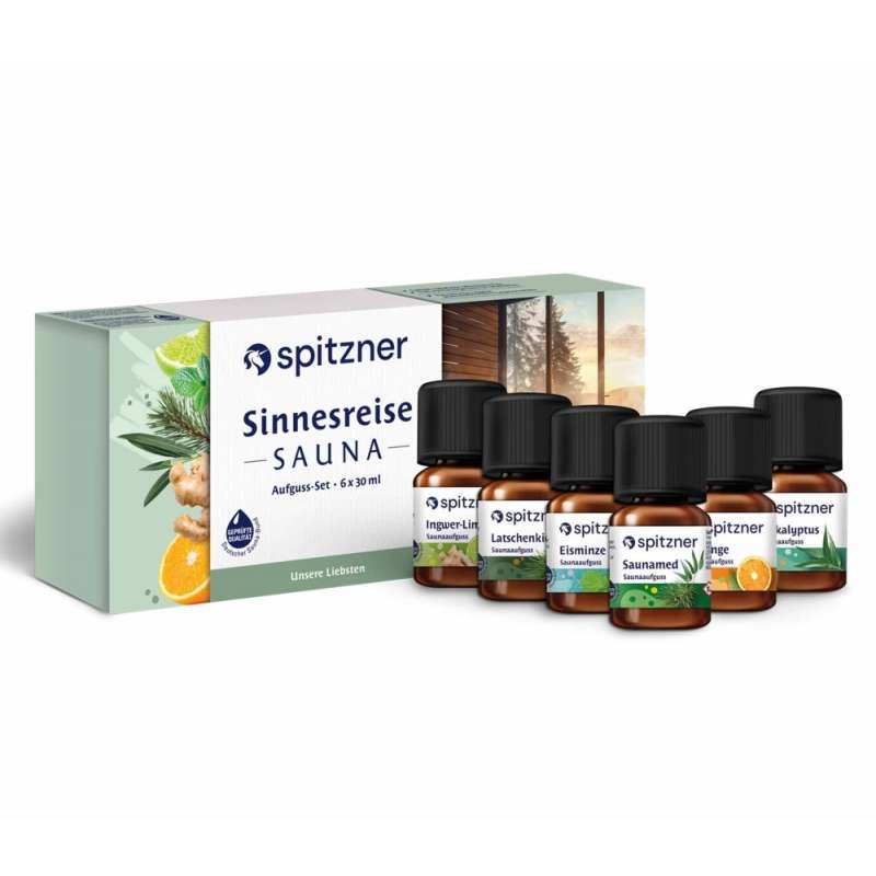 Spitzner Saunaaufguss-Set Sinnesreise 6x 30ml Aufguss-Set mit Geschenkbox