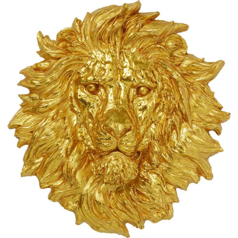 KARE Design Wandobjekt Lion Head Gold 90x100cm 53662