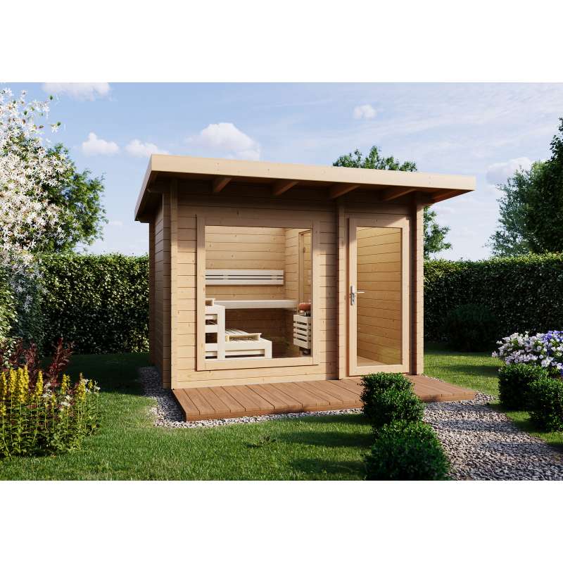 Infraworld Gartensauna Terra 2B Außensauna mit Vorraum Saunahaus 341 x 230 cm