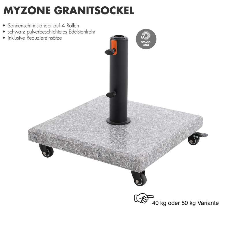 Doppler MyZone Granitsockel 40 oder 50 kg auswählbar 85897 Rollsockel inkl. Standrohr