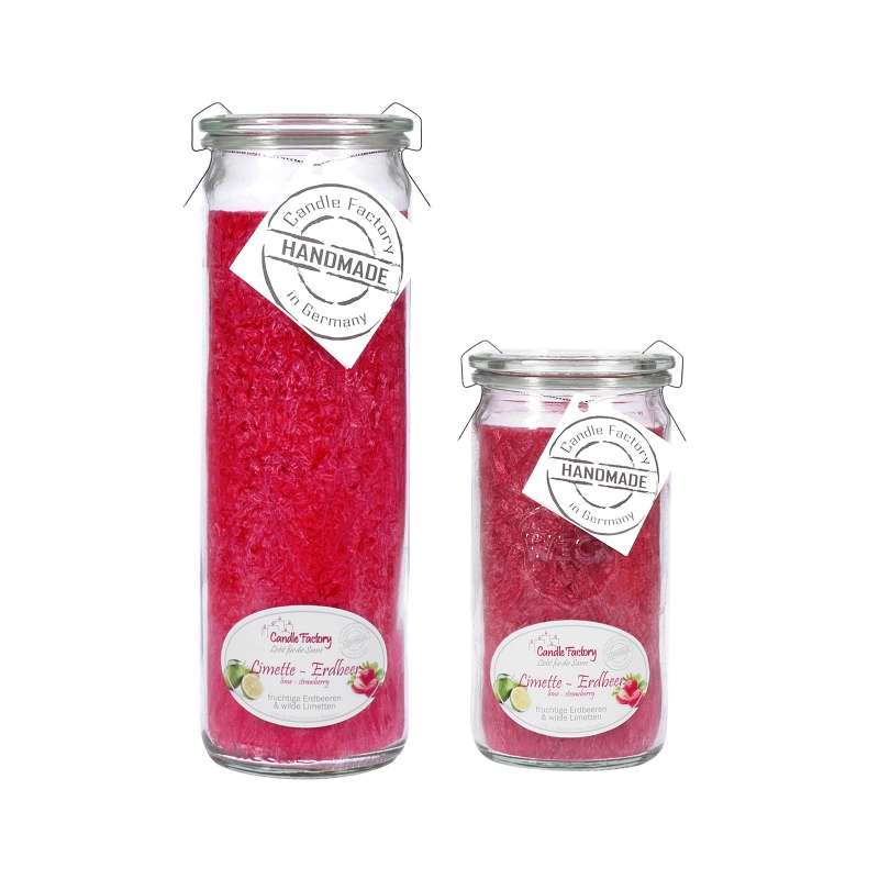 Candle Factory Kerzen-Set Erdbeere-Limetten Big + Mini Jumbo Duftkerze Dekokerze