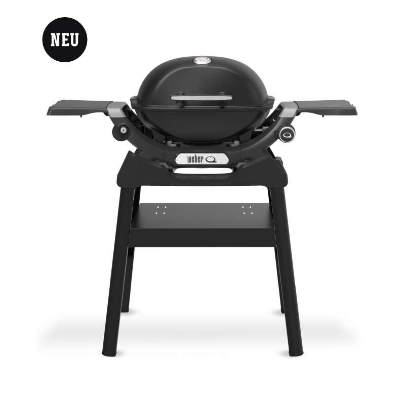 Weber Q 1200N Gasgrill Campinggrill mit Seitentischen und Stand Black 1501083