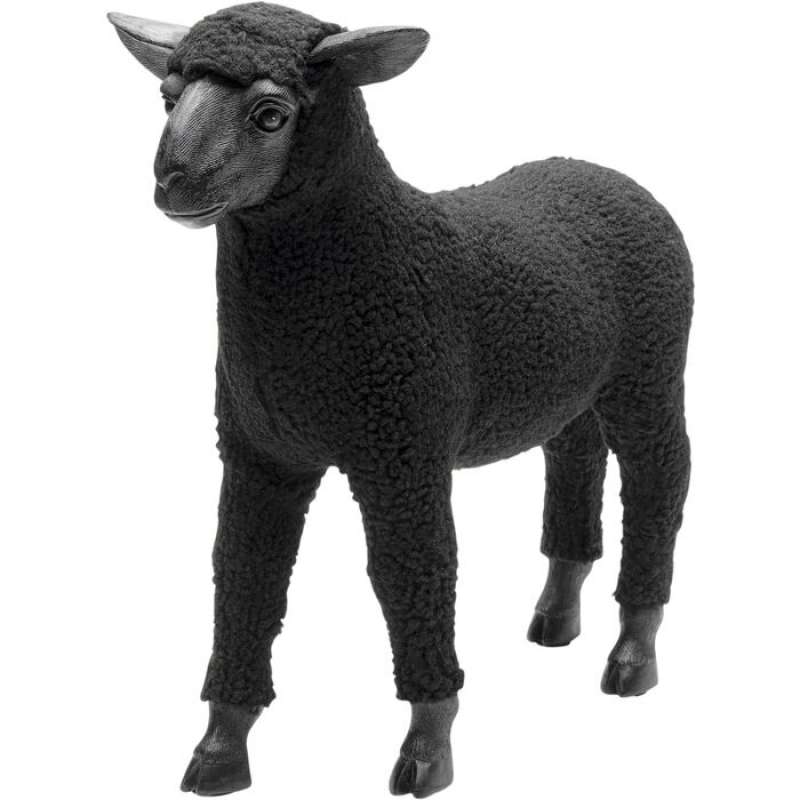 KARE Design Deko Figur Happy Sheep Wool Schwarz 37cm 56050