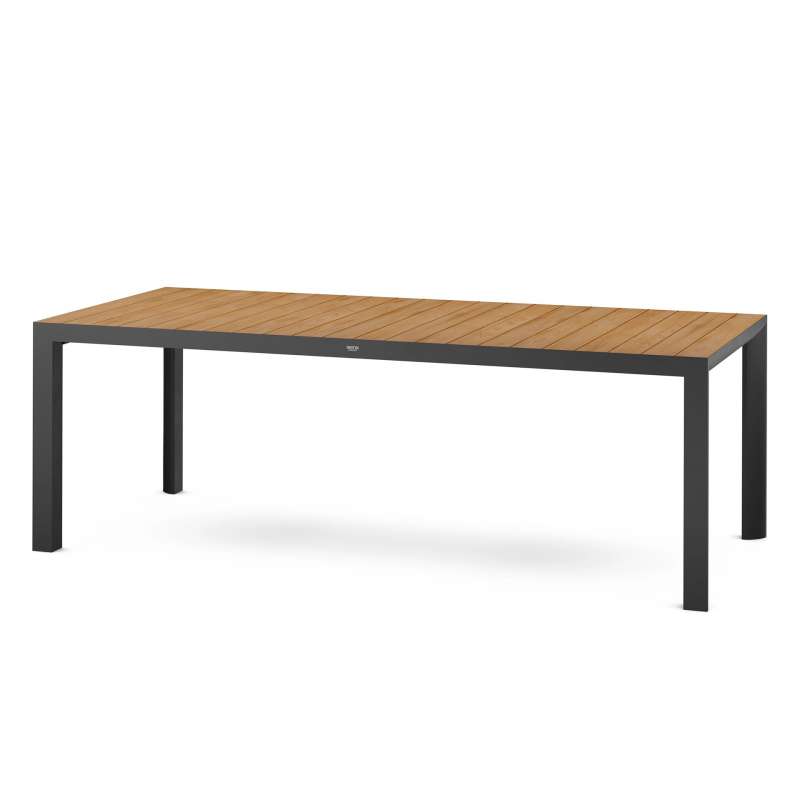 Silva Dining Tisch 220x100cm matt anthrazit Gestell Aluminium, Teak FSC 100%