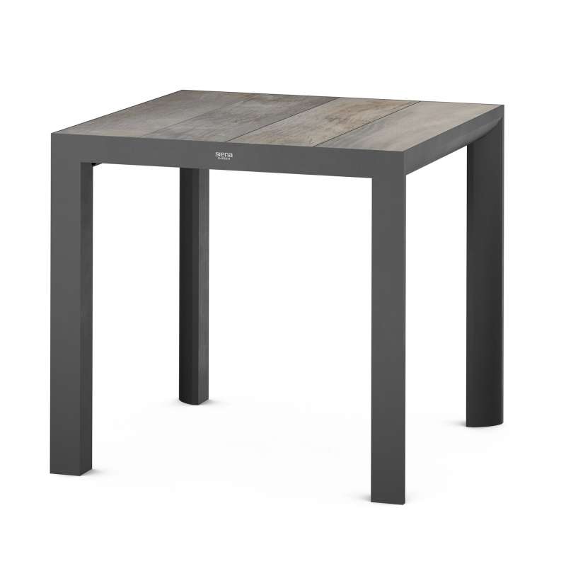 Silva Dining Tisch 80x80cm matt anthrazit Gestell Aluminium, Keramik washed grey