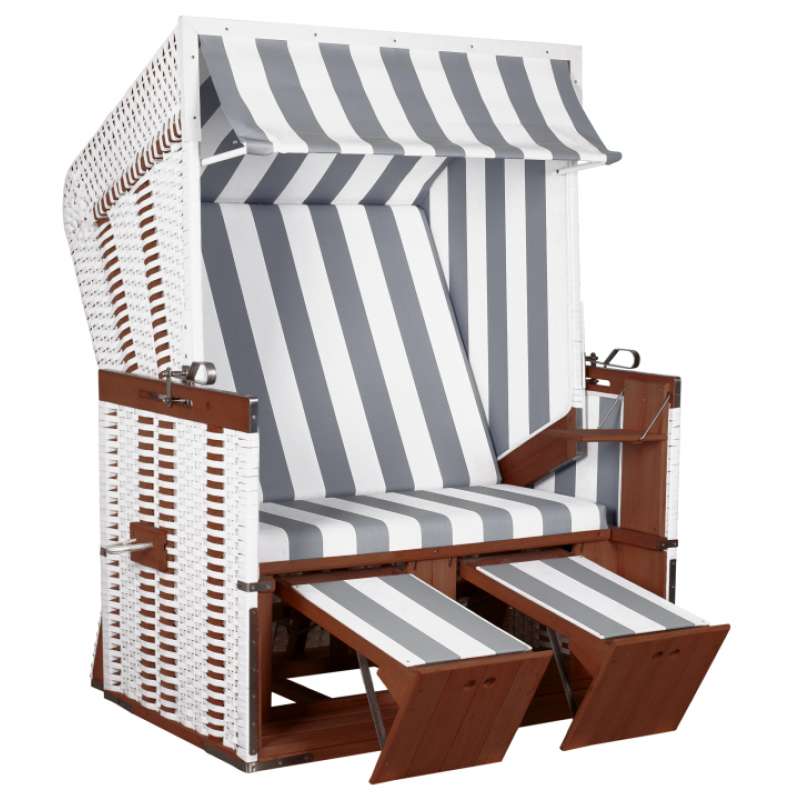 deVries Strandkorb "Profi Nordsee "SYLT" PVC white Des. 989, Größe 124 x 87 x 159 cm