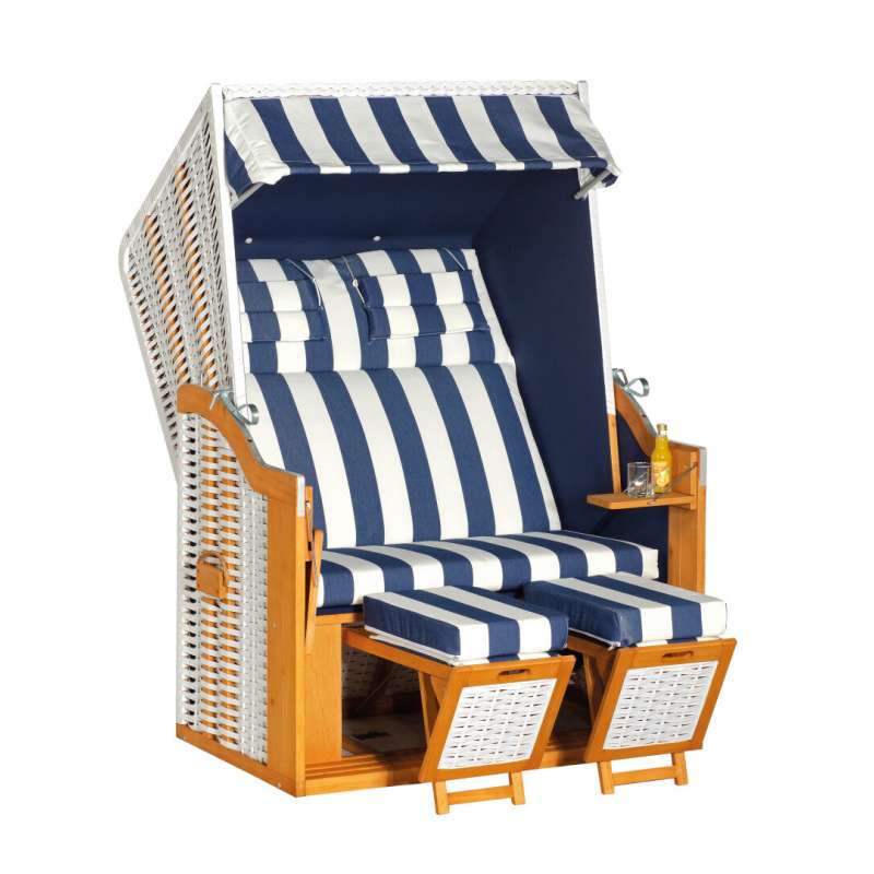 Sonnenpartner Strandkorb Rustikal 34 Z Stoff Nr.1080 2-Sitzer, Halbliegemodell, PVC-Kunststoffgeflec