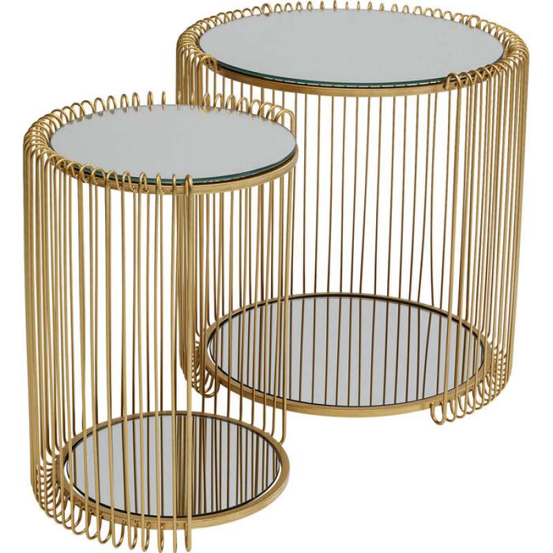 KARE Design Beistelltisch Wire Brass Ø44cm (2er-Set) 87673