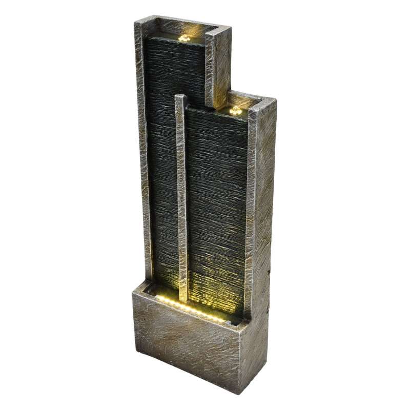 Granimex Kawa Polystone-Wasserwand Pumpe LED-Beleuchtung Wasserspiel 34x16x90 cm