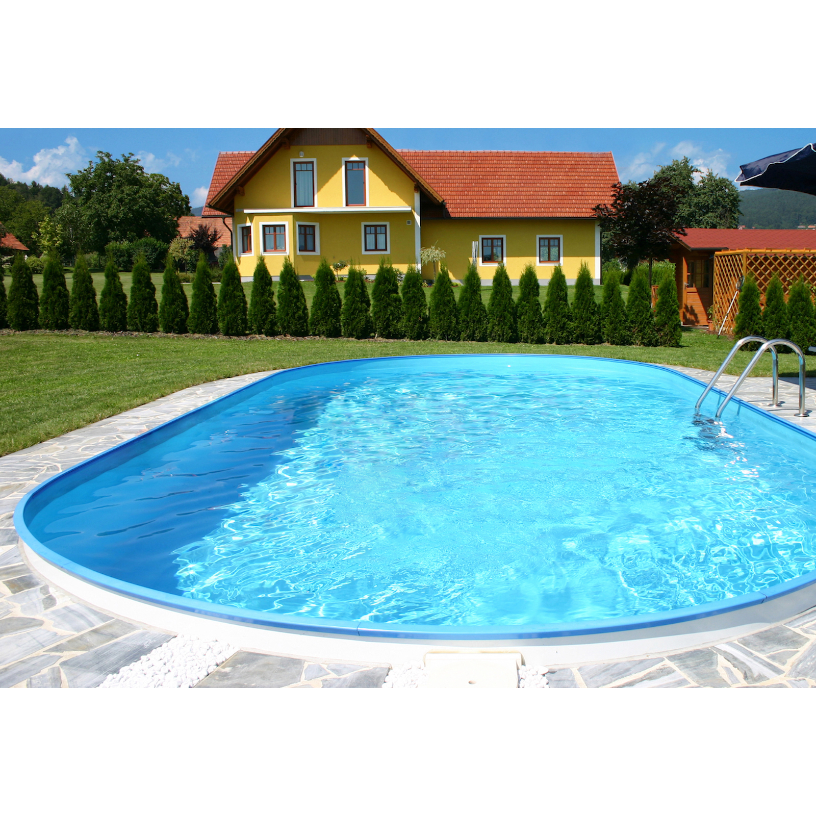 Pool Schwimmbecken OVAL Stahlwand 4 Größen Höhe 150 cm